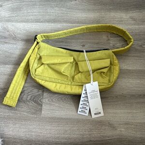 BAGGU Cargo Recycled Nylon Shoulder Bag Lemongrass